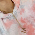 18K gold-filled paper clip initial lariat l gold-filled link initial chain necklaces l Paper clip chain necklace with your initial