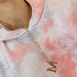 18K gold-filled paper clip initial lariat l gold-filled link initial chain necklaces l Paper clip chain necklace with your initial