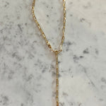 18K gold-filled paper clip initial lariat l gold-filled link initial chain necklaces l Paper clip chain necklace with your initial