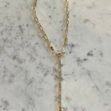 18K gold-filled paper clip initial lariat l gold-filled link initial chain necklaces l Paper clip chain necklace with your initial