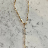 18K gold-filled paper clip initial lariat l gold-filled link initial chain necklaces l Paper clip chain necklace with your initial