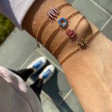Enamel initial bracelets. Sterling silver and gold plated. Enamel letter bracelets. Personalized enamel bracelet.