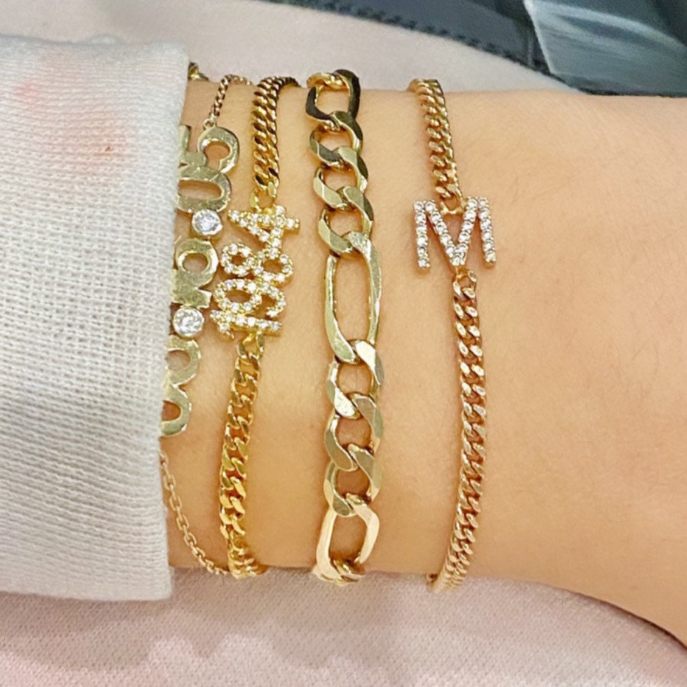 Initial bracelet | Personalized bracelet | Sterling silver and gold plated custom Cuban link bracelet | custom curb link bracelet