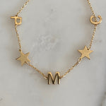 Sterling silver mommy bracelet | mommy bracelet with initials | personalized bracelet with star | star initial bracelet