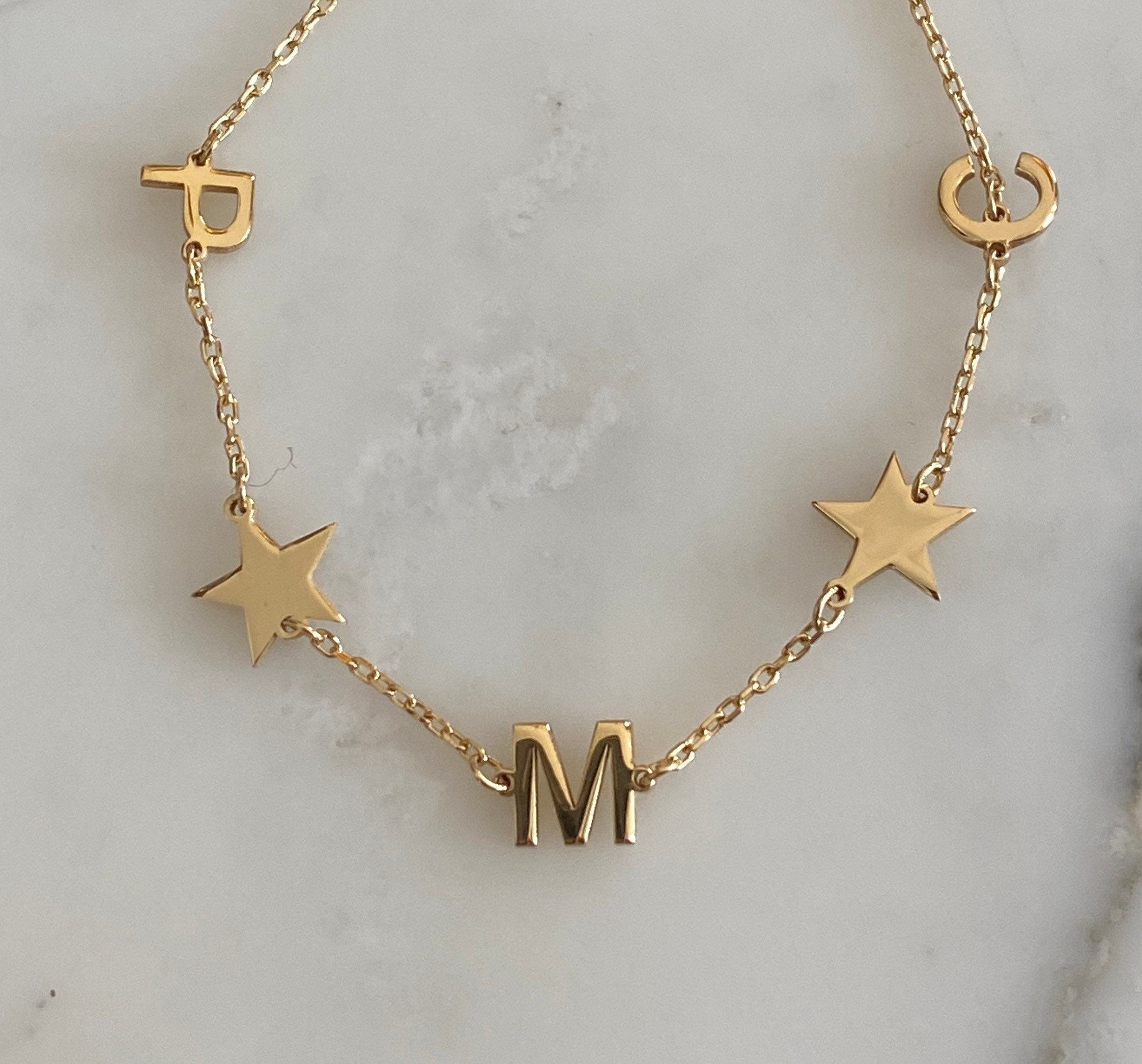 Sterling silver mommy bracelet | mommy bracelet with initials | personalized bracelet with star | star initial bracelet