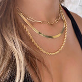 18K gold filled herringbone chain necklaces. Snake chain necklaces. Liquid gold chain necklace. Gold Chain necklaces.