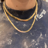 18K gold filled herringbone chain necklaces. Snake chain necklaces. Liquid gold chain necklace. Gold Chain necklaces.