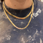 18K gold filled herringbone chain necklaces. Snake chain necklaces. Liquid gold chain necklace. Gold Chain necklaces.
