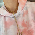 18K gold-filled paper clip initial lariat l gold-filled link initial chain necklaces l Paper clip chain necklace with your initial