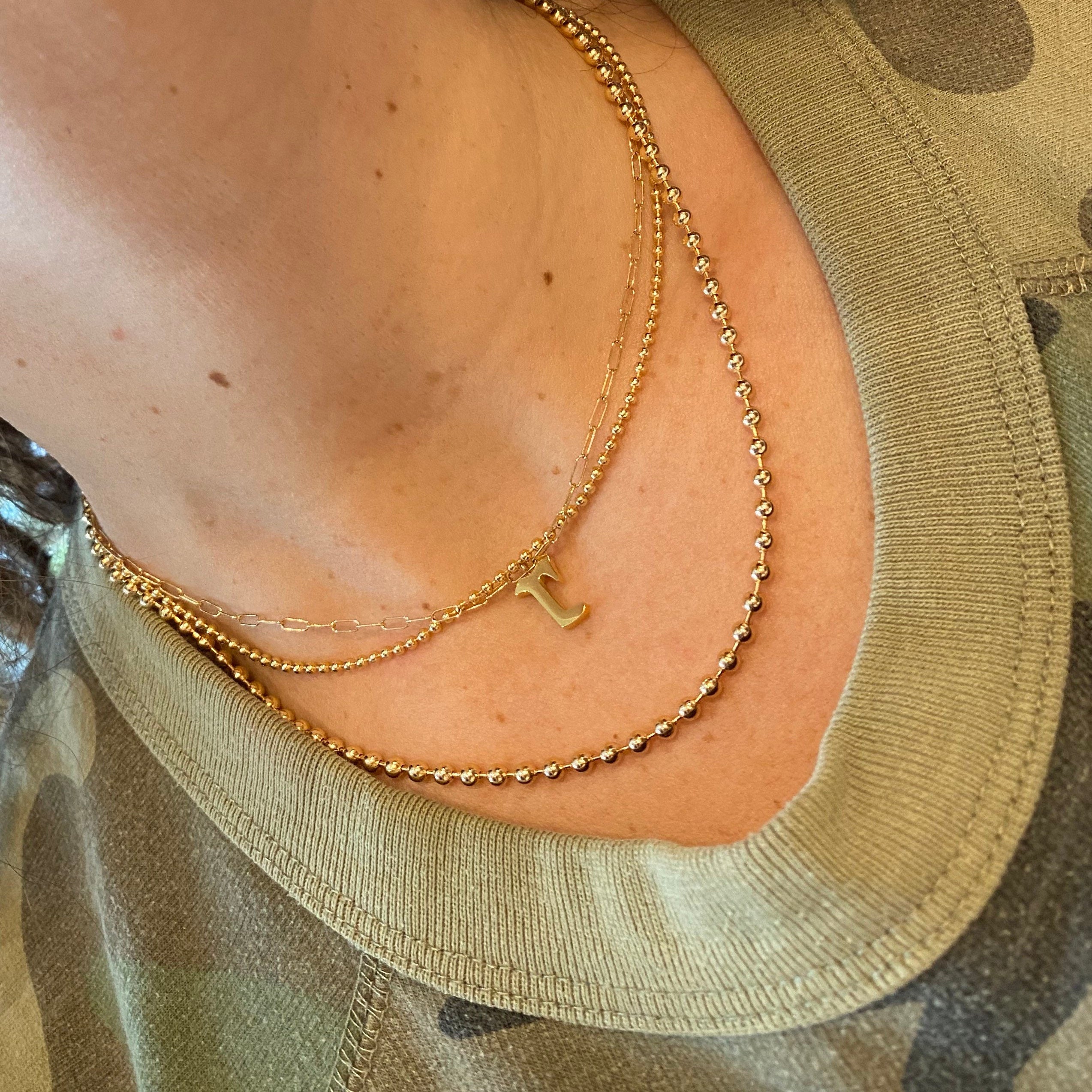 New 18K Gold-filled Mia ball chains necklaces- size mini and size medium. Gold-filled ball chain chokers.