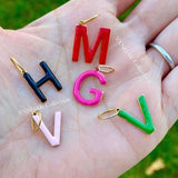 Enamel charm. Enamel initial / letter charm. colorful enamel initial charms.