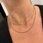 Initial necklace on a paper clip chain | Gothic initial necklace | Personalized old English font necklace/chain |Sterling silver gold plated