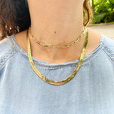 18K gold filled herringbone chain necklaces. Snake chain necklaces. Liquid gold chain necklace. Gold Chain necklaces.