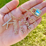As seen on the Real Housewives of Beverly Hills Dorit Kemsley. Personalized Pave Name Charms. Diamond Charms. CZ charms. Custom name charms.