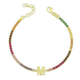 Initial tennis bracelet | Rainbow initial tennis bracelet | Letter bracelet | Initial bracelet