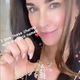 As seen on Kyle Richards, Kathy Hilton and Teddi Mellencamp. Personalized Pave Name Charms. Diamond Charms. CZ charms. Custom name charms.