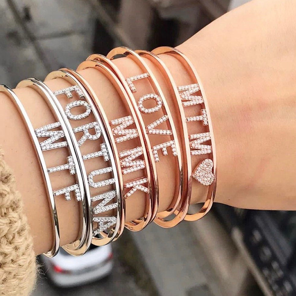Sterling silver and gold plated initials/name cuff/bangle. Personalized name bracelet. Personalized initials cuff. Totally customizable cuff