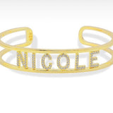 Sterling silver and gold plated initials/name cuff/bangle. Personalized name bracelet. Personalized initials cuff. Totally customizable cuff