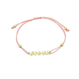 Nameplate string bracelet. Name bracelet. Personalized string bracelets. Custom string bracelets.
