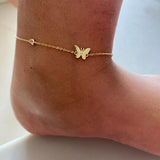 Butterfly anklet that’s sterling silver and gold plated.