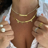 Personalized tennis name necklace | Custom tennis name choker/necklace | Personalized cz nameplate necklace sterling silver gold plated