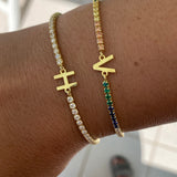 Initial tennis bracelet | Rainbow initial tennis bracelet | Letter bracelet | Initial bracelet