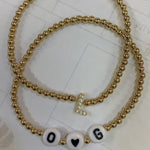 14k Gold filled initial beaded bracelets. Personalized Gold filled ball bracelets. Gold bead initial bracelets.