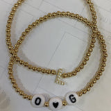 14k Gold filled initial beaded bracelets. Personalized Gold filled ball bracelets. Gold bead initial bracelets.