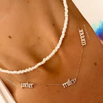 Gothic mommy necklace with 1 2 3 4 5 6 names. Gothic mommy necklace.Mom necklace. Old English Mommy necklace. Sterling silver gold plated.