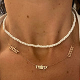 Gothic mommy necklace with 1 2 3 4 5 6 names. Gothic mommy necklace.Mom necklace. Old English Mommy necklace. Sterling silver gold plated.