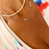Gothic mommy necklace with 1 2 3 4 5 6 names. Gothic mommy necklace.Mom necklace. Old English Mommy necklace. Sterling silver gold plated.