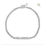 Custom name bracelet on a cuban link chain. Personalized name bracelet on a curb chain. Sterling silver gold plated nameplate bracelet.