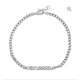 Custom name bracelet on a cuban link chain. Personalized name bracelet on a curb chain. Sterling silver gold plated nameplate bracelet.