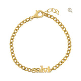 Custom name bracelet on a cuban link chain. Personalized name bracelet on a curb chain. Sterling silver gold plated nameplate bracelet.