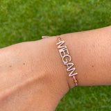 Nameplate string bracelet. Name bracelet. Personalized string bracelets. Custom string bracelets. Enamel name nameplate bracelet.