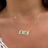 Sideways initial / letter necklace. 1 2 3 4 5 initials | Sterling Silver 14K Gold Plated | asymmetrical Personalized initial necklace