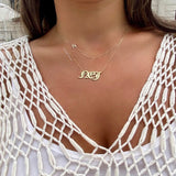 Sideways initial / letter necklace. 1 2 3 4 5 initials | Sterling Silver 14K Gold Plated | asymmetrical Personalized initial necklace