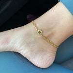 Pave Bubble curb chain anklet. Large Cuban Chain with Large Bubble Initial Anklet. The Alicia anklet.