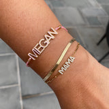 Nameplate string bracelet. Name bracelet. Personalized string bracelets. Custom string bracelets. Enamel name nameplate bracelet.