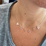 Rainbow name necklace with hearts | Sterling Silver Personalized Custom Rainbow Name or Initials Necklace with hearts