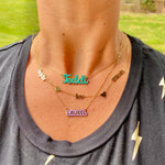 Sterling silver 14K gold plated Enamel Script Miley Nameplate Necklace | Enamel Hebrew Name Necklace | Personalized enamel script Jewelry