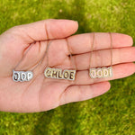 personalized pave outline חי chai necklace. Custom Emily pave outline necklace. Personalized bubble necklace. Custom bubble name necklace.
