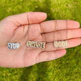 personalized pave outline חי chai necklace. Custom Emily pave outline necklace. Personalized bubble necklace. Custom bubble name necklace.