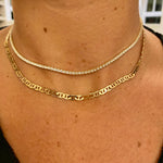 Sterling silver gold plated tennis choker. Sterling silver gold plated tennis necklace. Rainbow tennis choker. Rainbow tennis necklace.