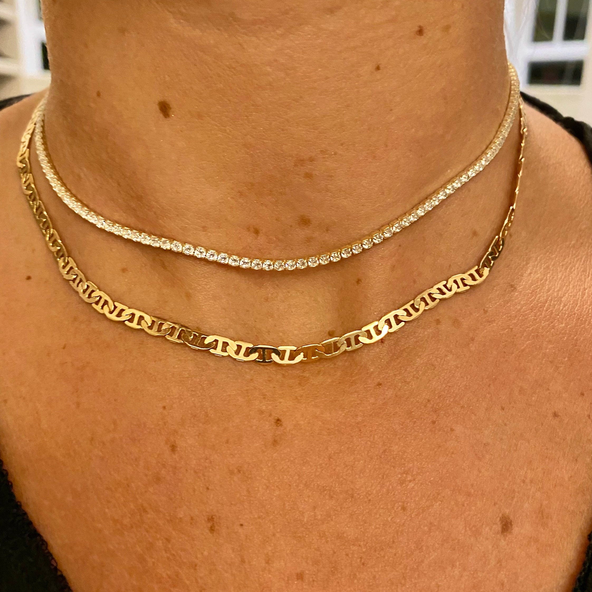 Sterling silver gold plated tennis choker. Sterling silver gold plated tennis necklace. Rainbow tennis choker. Rainbow tennis necklace.