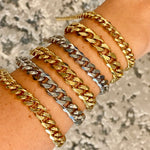 18K Gold filled chunky cuban link bracelets in gold and silver. Chain link bracelets. Cuban link bracelet. Chain bracelet.