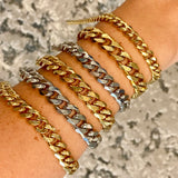 18K Gold filled chunky cuban link bracelets in gold and silver. Chain link bracelets. Cuban link bracelet. Chain bracelet.