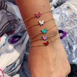 Sterling silver and gold plated enamel butterfly bracelets. Butterfly jewelry. Colorful butterfly bracelets.