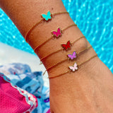Sterling silver and gold plated enamel butterfly bracelets. Butterfly jewelry. Colorful butterfly bracelets.