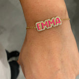 NEW personalized pave outline enamel name bracelets. Custom enamel bracelet. Personalized enamel bubble bracelet